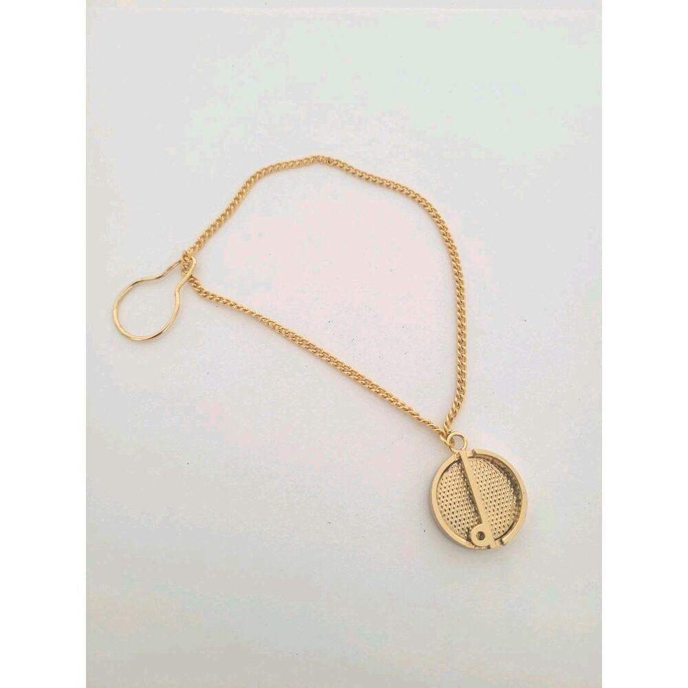 Dunhill Tie Tack Charm Round Chain Sterling Silver 925 Gold Plated Logo Round‎